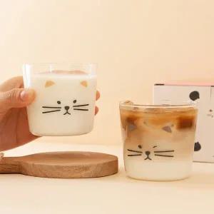 [데일리라이크](김해점)프랜들리 캣 내열 유리컵 2P 세트