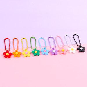 컬러 플라워 키링 세트(9개입) 꽃 연결고리 연결줄 가방줄 액세서리 구슬줄 연결링 군번줄