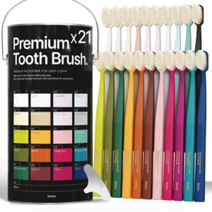 헤트라스 프리미엄 칫솔 부드러운 이중미세모 칫솔 21개입 혀클리너