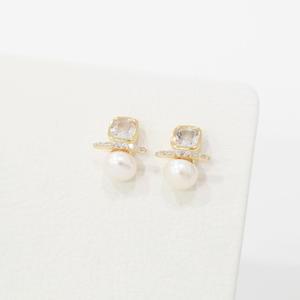 스퀘어큐빅 영롱 은침 진주귀걸이 심플이어링