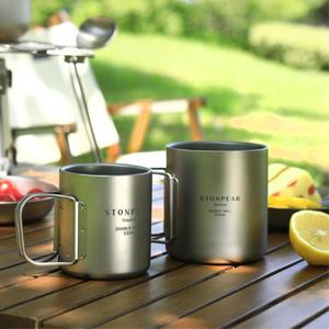 캠핑 등산 인체무해 무코팅 티타늄컵 머그컵330ml 550ml 택1 차박 소형 물