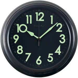 PM5249 야광 볼록유리 메탈 무소음 벽시계 25cm 블랙