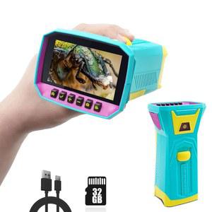 시어웨이 키즈 디지털 현미경, 3인치 IPS 화면, 800배율, 경량 및 휴대용, 32GB 인클루드, 휴대용