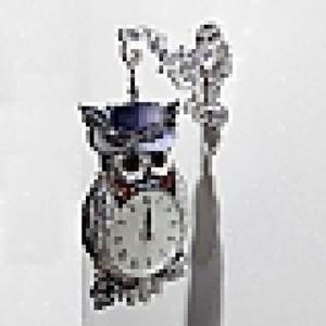 [BZJJ6K38_4B]행운의열쇠부엉이양면벽시계(실버)