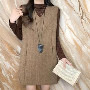 [다잇템] 여자 빅사이즈 민소매원피스 V넥 세트