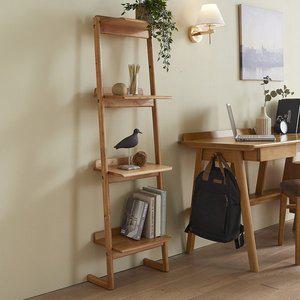 [가구리빙]우디 원목 책장 사다리 선반장 고무나무