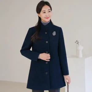 [드리다]엄마옷 드리다 여성 겨울 하이 카라 빅사이즈 정장 울 자켓 50-60대 미시 중년여성 마담옷 하객 상