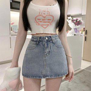 [신세계라이브쇼핑][옷자락] 여자 20대 연청 랩 절개라인 핫팬츠 데님 미니스커트