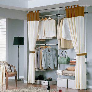 [가화홈시스]가화행거 3단바구니수납드레스룸더블커튼행거(3LB3302SDC)