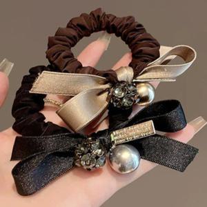 헤어곱창 리본 진주볼 포니테일 헤어밴딩 스크런저