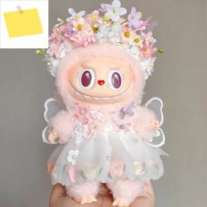 미니 인형 의상 액세서리, 라부부 아이돌 꽃 요정 스커트, 수제 머리핀, 국가 장식 의류, 15-17cm