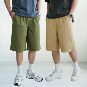 [쿼터]남자 스판 반바지 면 와이드 7부 밴딩 반바지 버뮤다팬츠