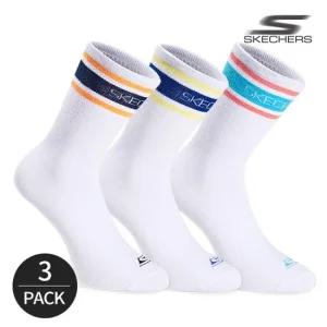 스케쳐스 여성 링글배색 로고포인트 크루삭스 3P_SBU BU NY