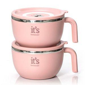 스텐 라면기 손잡이 면기 컵라면 그릇 2개 라면 기 그릇 우동 국수 손잡이 냉면 대접