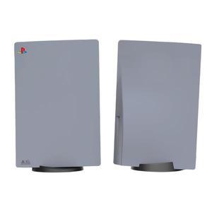 PS5 콘솔용 프리미엄 ABS 페이스 플레이트 쉘 커버, 플레이스테이션 5 팻 디스크용 로고 스티커 포함, 그레