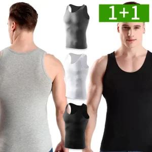 [1개+1개] 민소매 남자나시 스판 면티 여름티셔츠 라운드 남성