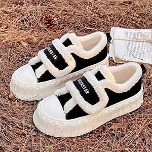 찍찍이 편안한 키높이 통굽 털 스니커즈 데일리 슈즈-WFGF0WM