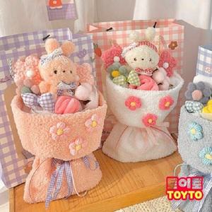 앙플랜트 토끼 인형 꽃다발 졸업식 선물 유치원 졸업,핑크