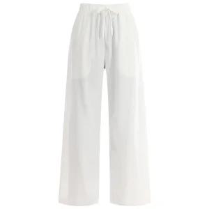 원픽 여성 허리스트랩 린넨 와이드팬츠 쿨 밴딩 바지 PIC-WPT-11877-화이트