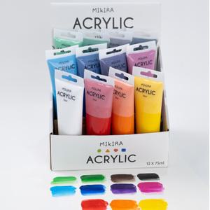 미키라 아크릴 물감 대용량 튜브형 12색 75ml