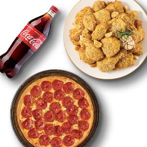 [굽네치킨] 남해마늘바사삭+페퍼로니 시카고피자+콜라