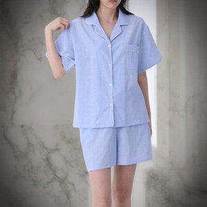 [옷자락]여자 잠옷 루즈핏 투피스 포켓 무지 세트