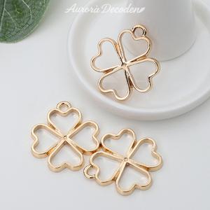 네잎클로버 잎 금속 프레임 레진 아트 공예 재료 R258