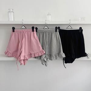 여성 실내복 프릴 치마바지 바지 넓은 치마바지