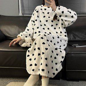 극세사 언더웨어 데일리 잠옷 오버핏 겨울 원피스 빅사이즈 수면 홈웨어