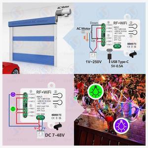 Tuya WiFi RF433Mhz 스마트 라이트 스위치 2-CH,DC 5V 12V 24V 48V,1-250V 건식 접촉 릴레이, Alexa Googl