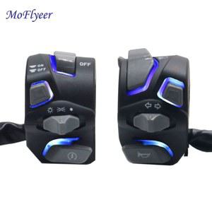 MOFL ER 22MM 버튼 시작 스위치 경적 범용 라이트 핸들 회전 신호 경고등 오토바이 LED