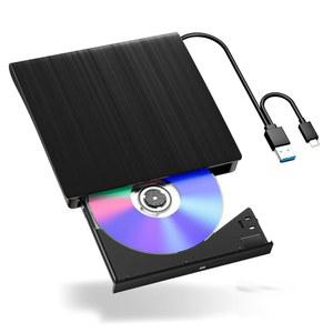 LLMHHKYK 외장 드라이브 - 노트북용 휴대용 USB 3 0 및 Type-C CD DVD 드라이브, 3D 재생이 가능한 슬림 BD 플레이어 버너 Windows/Mac/Linux 호환 2 in