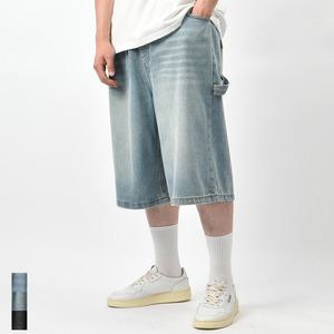 남자 여름 버뮤다 데님 팬츠 밴딩 청 반바지 와이드 쇼츠 6부 7부 703