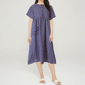 [옷자락]여성 여름 국산 패턴 인견 쿨링 반팔 원피스 잠옷