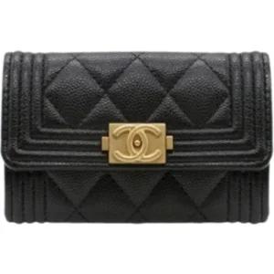 보이 금장 플랩 캐비어 A80603 B01490 94305 블랙 똑딱이 카드홀더