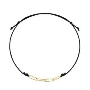 [모룬] 당일발송 14K/18K 골드 컷팅클립체인 드로우 실크끈 블랙 실팔찌 MOB41736