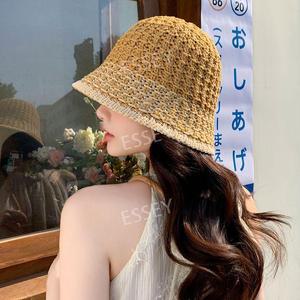 밀짚 휴가 여행 캐주얼 버킷햇 해변 모자 연예인 벙거지