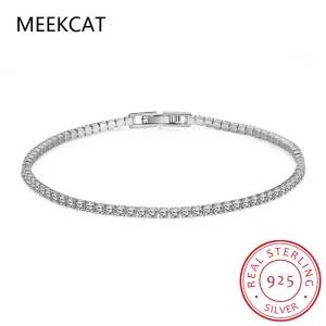 남자 테니스 팔찌 모이사나이트 다이아 랩 다이아몬드 2mm 925 스털링 실버 도금 화이트 골드 스파클링 쥬