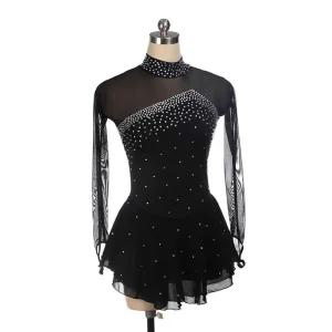피겨 드레스 스케이팅 의상 긴팔 청소년 성인 공연용