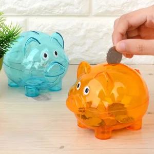 투명 미니컬러돼지저금통 인테리어 어린이 동전 저축