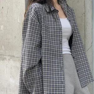 포켄 데일리 루즈핏 체크 셔츠 봄 가을 데일리룩 출근룩