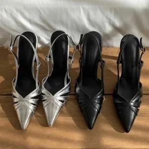 [오노마] ONM 여자 구두 스틸레토 스트랩 뾰족 샌들 슬링백 힐