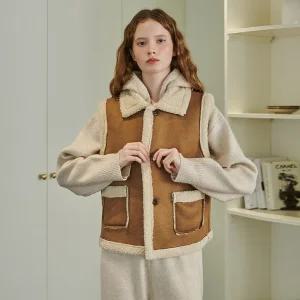 [25 신상] FAUX 스웨이드 덤블 무스탕 베스트 (VLVZY2741)