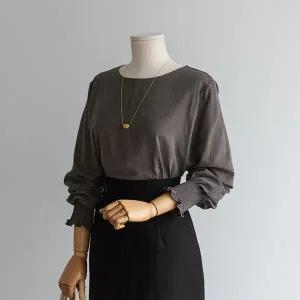 (안나앤플러스) 매트 스모크 밴딩 블라우스 [셔츠CA558] 빅사이즈