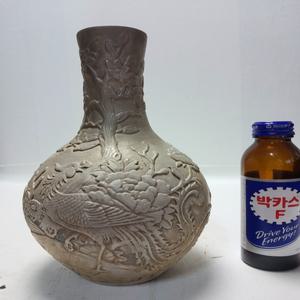 화조문 양각 은도금 희귀 백자  주병 높이22cm무게910g 단초마을 골동품/수집품/도자기