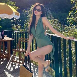 [아트박스]/옷자락 여자 여름 심플 빅 홀터넥 원피스 수영복