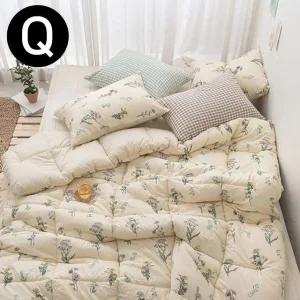 고품질 와일드 패드세트 베이지 퀸 차렵이불 플라워 순면 (WFJQZL4)