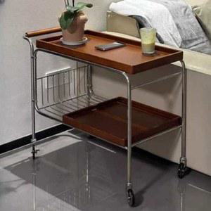 이동식 수납 테이블 주방 거실 원목 트롤리 보조 사이드