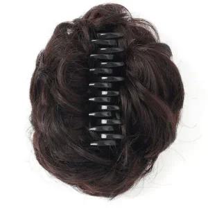 [하프클럽/]여성 집게핀 만두머리 똥머리 올림머리 파마머리 가발 브라운