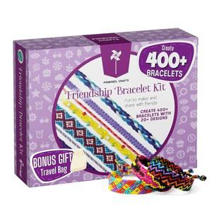 바람개비 공예 우정 팔찌 키트 - 8-12세 소녀용 DIY 끈 만들기 치실 100개, 유색/금속 구슬, 브레이딩 클립, 디자인 북 주얼리 세트 선물